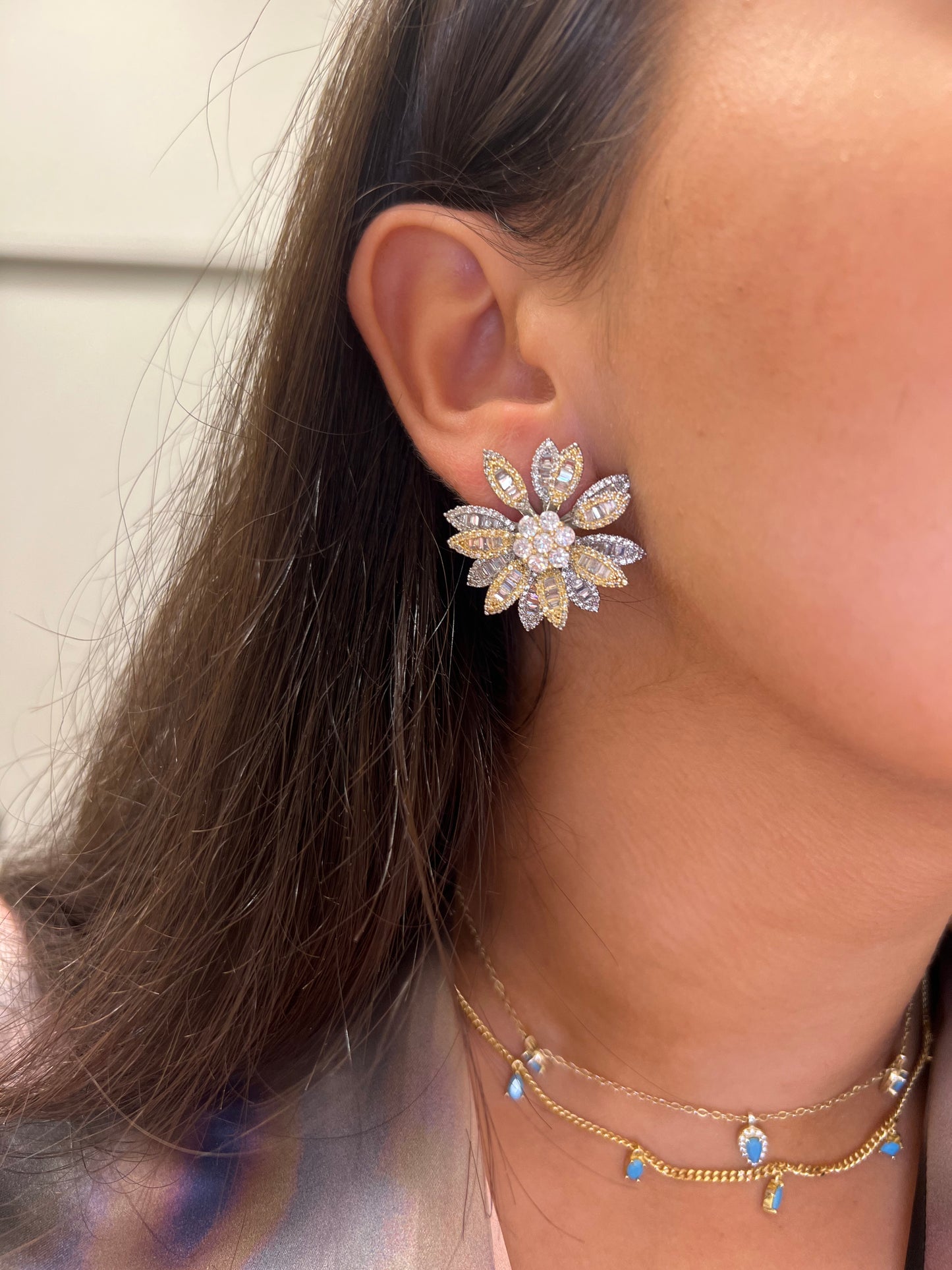 Two Toned Flower Earrings