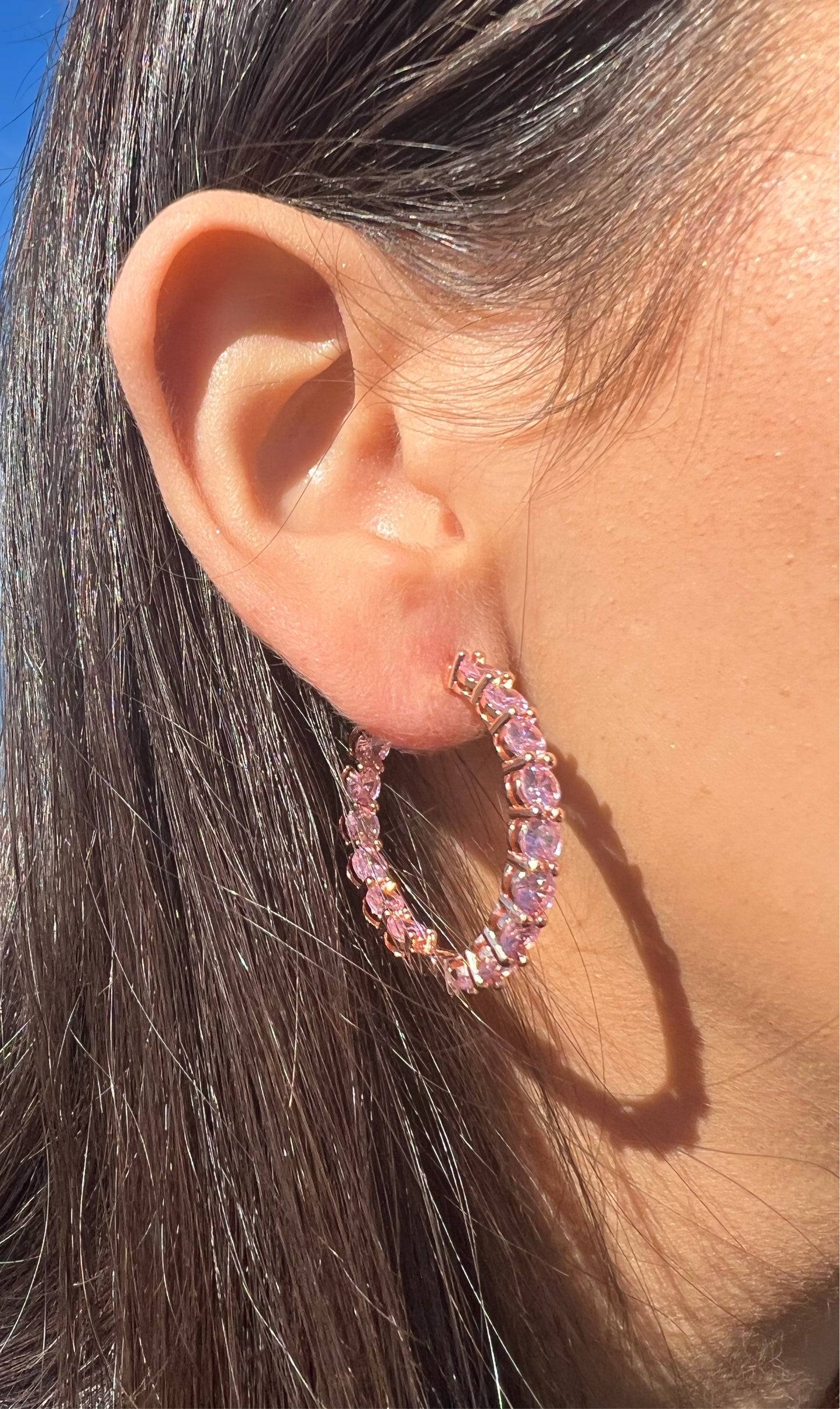 Pink Sapphire Hoop Earrings