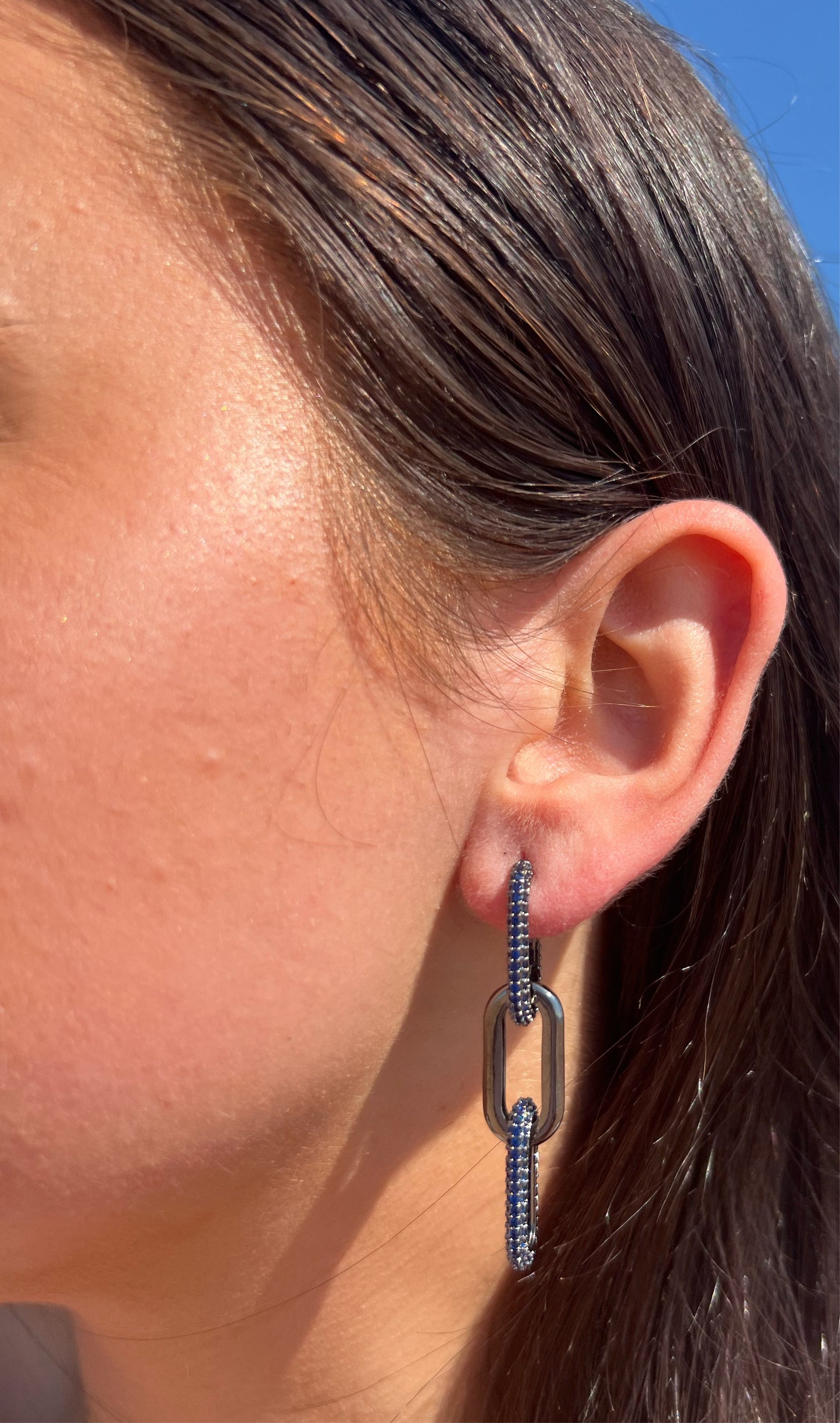 Blue Sapphire X Black Rhodium Earrings