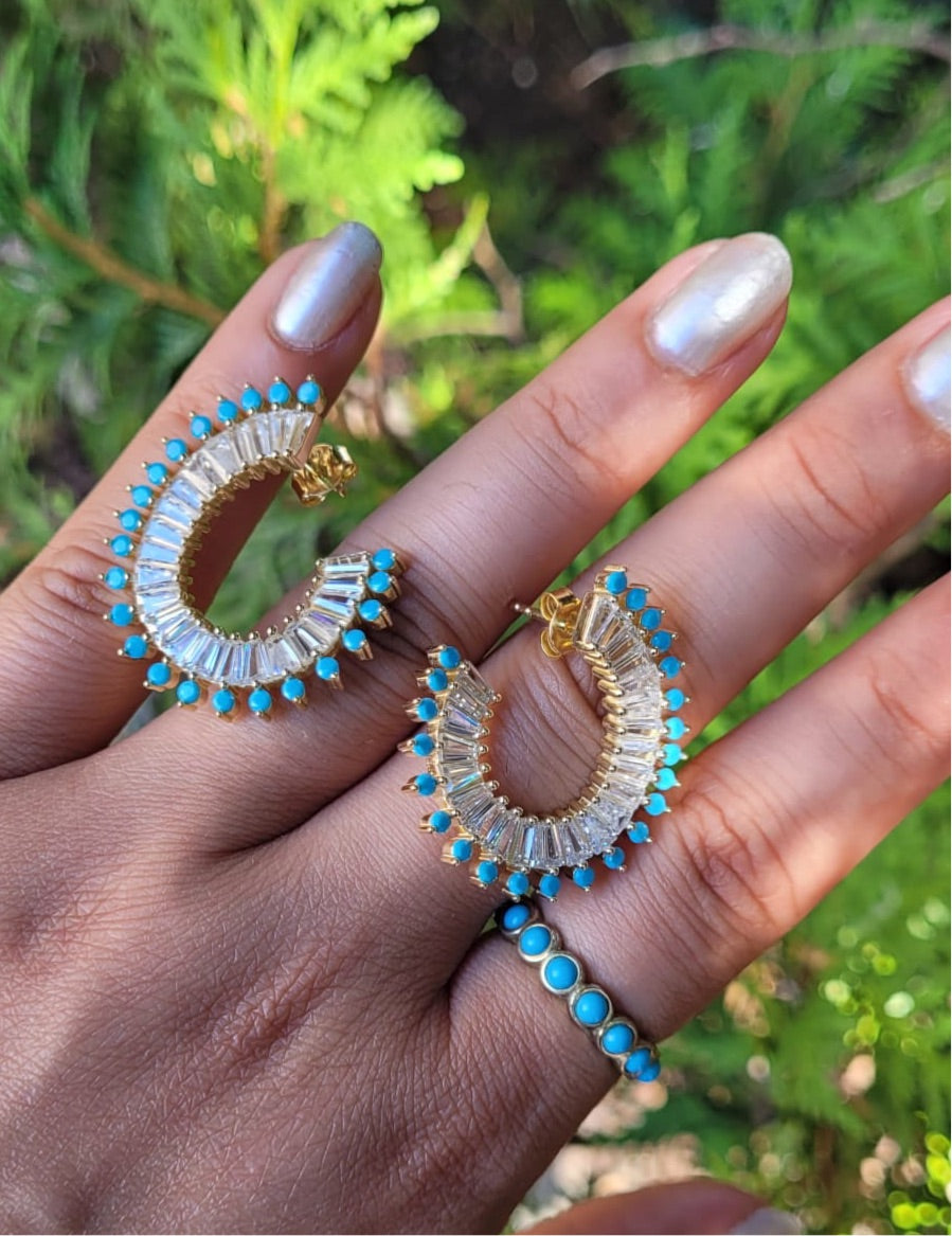 Turquoise Spiked Earrings