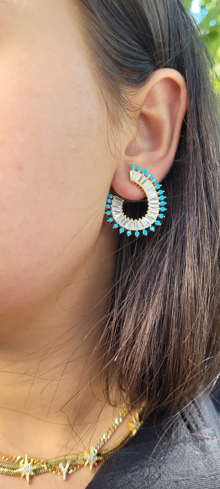 Turquoise Spiked Earrings