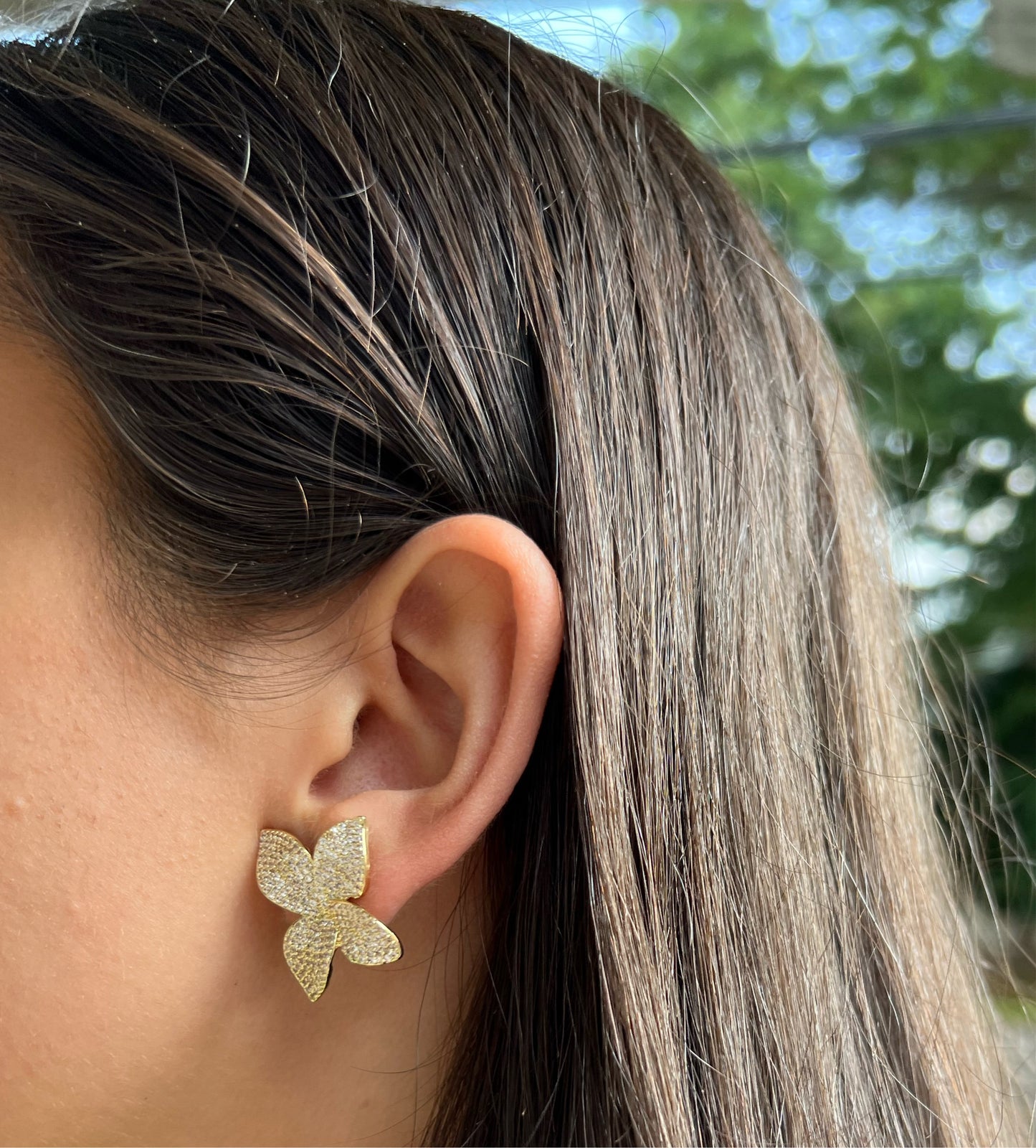 Flower Pave Petal Earrings