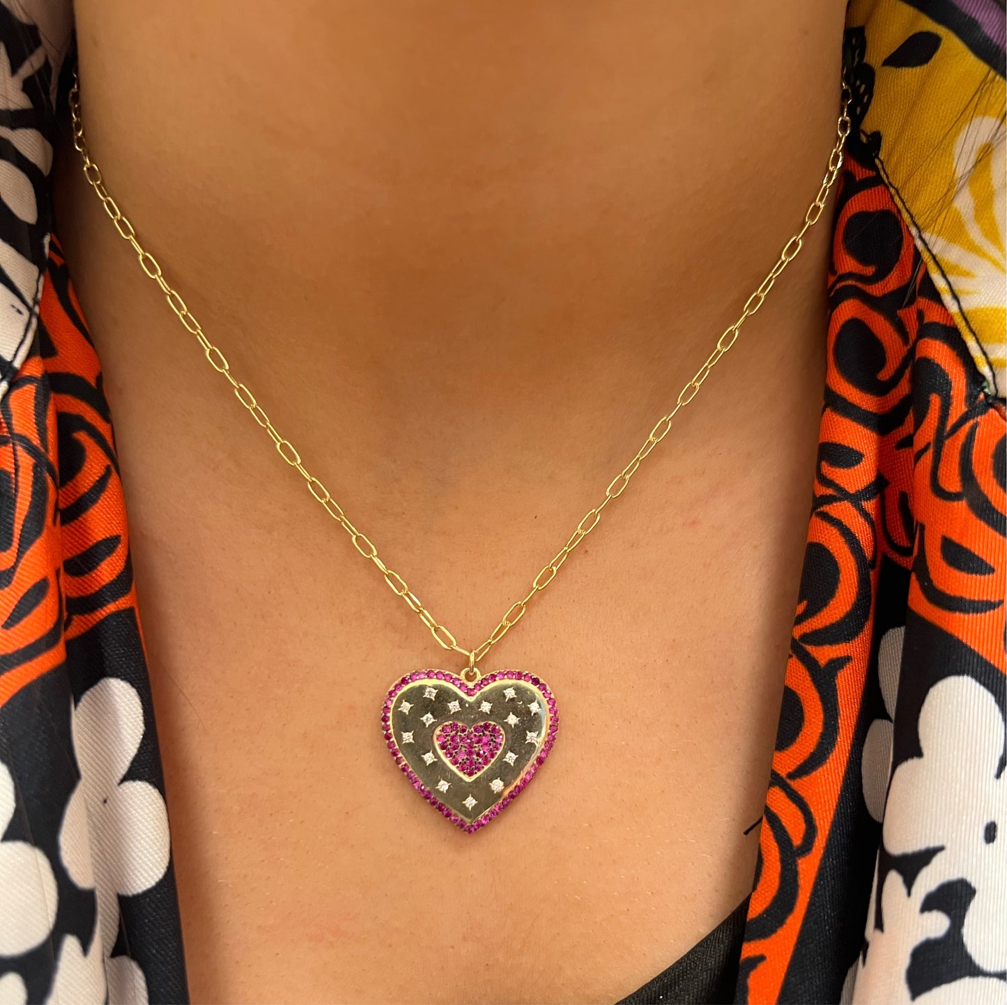 Burst of Pink Heart Necklace