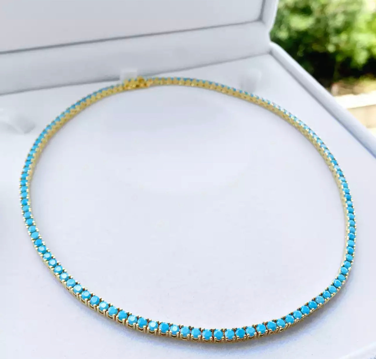 3 MM Turquoise Tennis Necklace