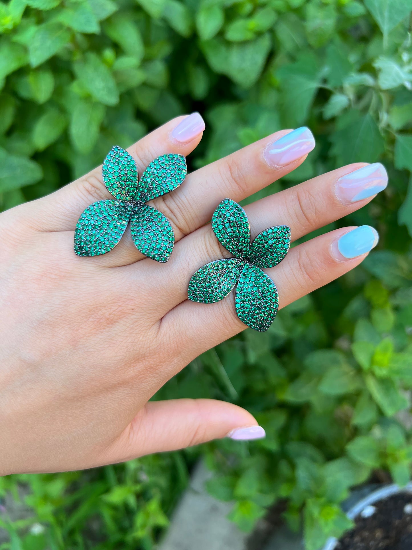 Green Petal Earrings