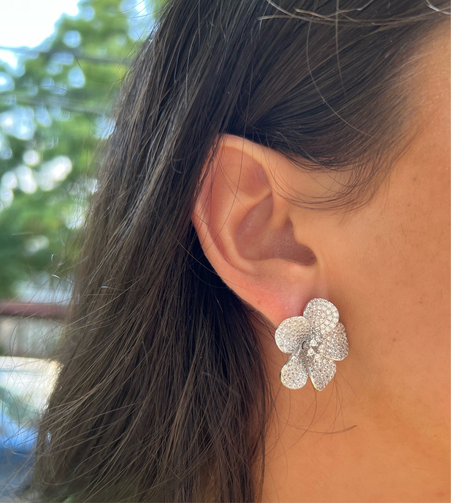 Pave Petal Earrings